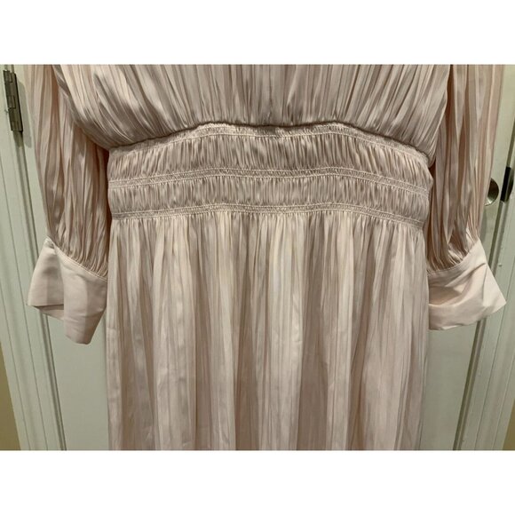 Joie Rheia Shimmer Nude Pleated Romantic Midi Dress, NWT! Size Large - Picture 4 of 10